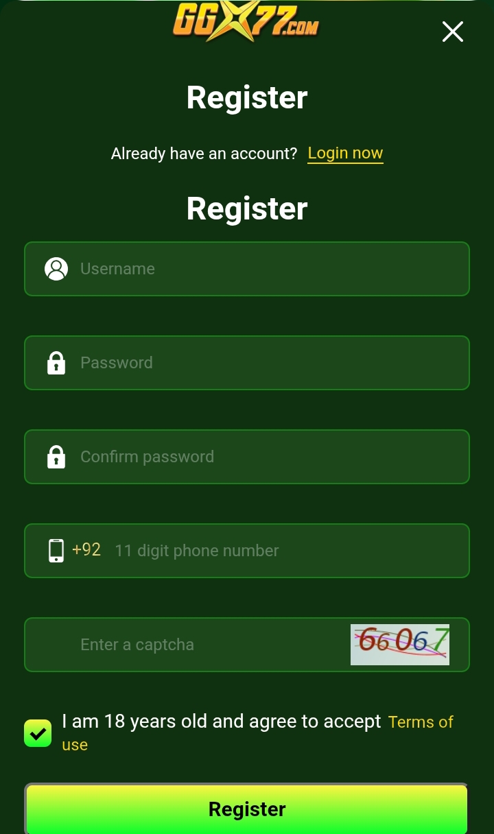 SignUp GGX77